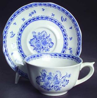 Arabia of Finland Finn Flower Blue (White Backgound) Oversized Cup & Saucer Set,
