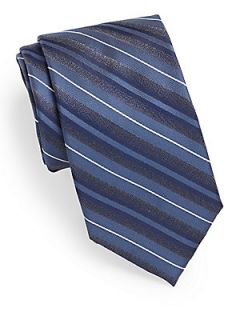 Striped Silk Tie   Grey