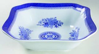 Spode Fitzhugh Blue 8 Square Vegetable Bowl, Fine China Dinnerware   Blue Band,