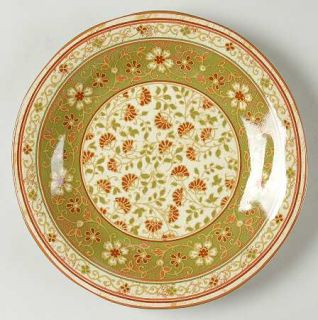 222 Fifth (PTS) Kashmir Salad Plate, Fine China Dinnerware   Green,Maroon,Yellow