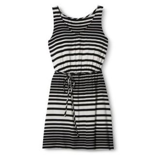 Merona Womens Knit Tank Dress w/Self Tie   Black/White   S