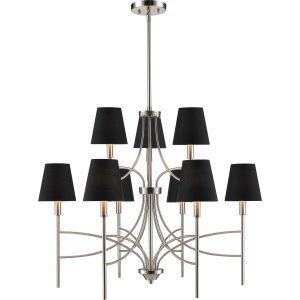 Golden Lighting GOL 9106 9 PW GRM Taylor PW 9 Light Chandelier with Groom Shades