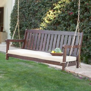 Coral Coast Cabos Java Brown Wood Porch Swing With Cushion   CAB 5PSWG