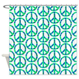  Peace Sign Print Blue Cherry Blossoms Shower Curta  Use code FREECART at Checkout