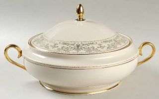 Lenox China Noblesse Round Covered Vegetable, Fine China Dinnerware   Green/Gold