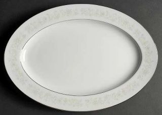 Sango Angelique (Platinum Trim) 14 Oval Serving Platter, Fine China Dinnerware