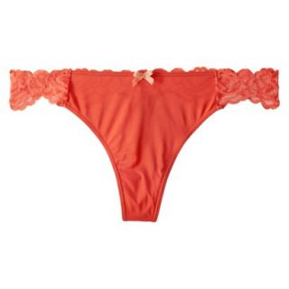Gilligan & OMalley Womens Micro With Lace Back Thong   Melon XS