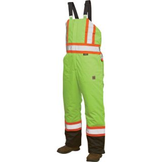 Work King Class 2 High Visibility Lined Bib Overall   Green, XL, Model# S79821