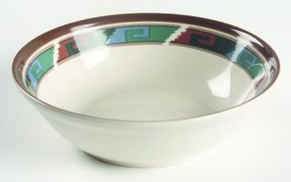 Mikasa Mosaic Soup/Cereal Bowl, Fine China Dinnerware   Multicolor Geometric Rim