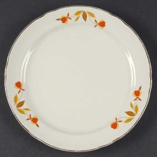 Hall Autumn Leaf Salad Plate, Fine China Dinnerware   Orange/Yellow Flowers,Brow