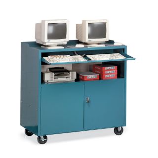 Edsal Extra Wide Mobile Computer Workstation   50X24x49 1/4   Standard, Open Top   Blue