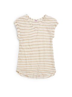 Girls Shimmer Striped Top   Pearl