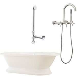 Giagni LC1 C BN Capri Tub with Plinth, Drain & Wall Mount Faucet with Hand Showe