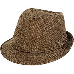 Faddism Mens Brown Woven Fedora Hat (65 percent polyester/ 35 percent cottonFit: 57 58cm (equivalent to medium size))