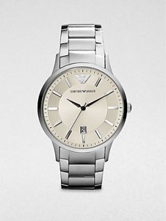 Emporio Armani Round Stainless Steel Watch   Silver