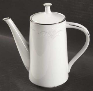 Noritake Casablanca Small Coffee Pot & Lid, Fine China Dinnerware   Gray & White