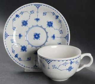 Masons Denmark Blue Breakfast Cup & Saucer Set, Fine China Dinnerware   Blue Fl