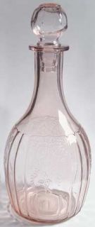 Anchor Hocking Mayfair Pink Decanter & Stopper   Pink,Open Rose,Depression Glass