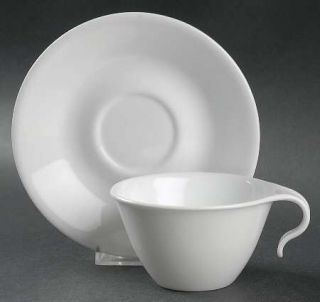 Corning Winter Frost White Flat Cup & Saucer Set, Fine China Dinnerware   Corell