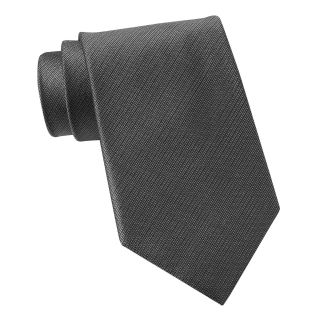 CLAIBORNE Classical Solid Silk Tie, Charcoal, Mens