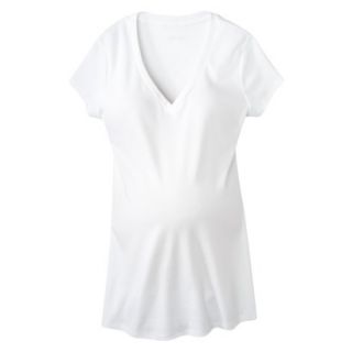Liz Lange for Target Maternity Short Sleeve V Neck Basic Tee   White XS
