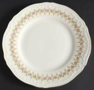 Haviland Veronica Salad Plate, Fine China Dinnerware   Pink,Yellow Roses Onrim,S