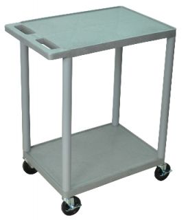 Luxor Furniture 3 Shelf Utility Cart w/ Molded Handle & (4) 4 in Casters, Gray
