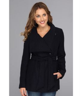 Jessica Simpson Basket Weave Wool Coat Womens Coat (Navy)