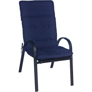 Ali Patio Polyester Navy Blue Solid Tufted Hi back Outdoor Arm Chair Cushion (Navy blueMaterial: Tufted polyester fabricFill: 2 inches of polyester fiberClosure: Knife edge sewnWeather resistant: YesUV protection: YesCare instructions: Hose down and air d