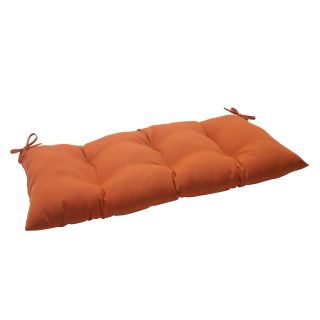 Pillow Perfect Cinnabar Polyester Burnt Orange Tufted Outdoor Loveseat Cushion (OrangeMaterials: 100 percent spun polyesterFill: 100 percent polyester fiberClosure: Sewn seamWeather resistant: YesUV protection Care instructions: Spot clean/hand wash with 