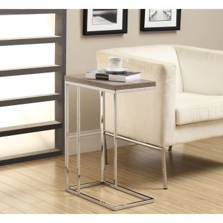 Dark Taupe Reclaimed look Chrome Metal Accent Table (Dark taupe/ polished chromeType: Side/ accent tableFinish: Dark taupe top, chrome baseMaterials: Steel (hollow core)Dimensions: 18 inches long x 10 inches wide x 25 inches highAssembly required. )