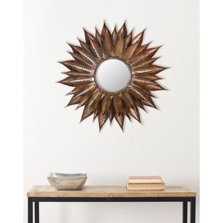 Handmade Arts And Crafts Star Burst Wall Mirror (CopperMaterials: Iron and glassMirror materials: Glass with silver backingDimensions: 28.3 inches high x 28.3 inches wide x 5.5 inches deep )