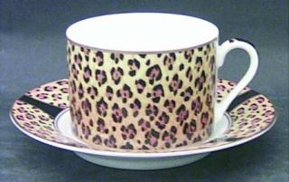 Lynn Chase ian Jaguar Flat Cup & Saucer Set, Fine China Dinnerware   Jagua