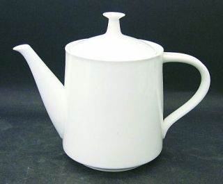 Noritake Snowville Teapot & Lid, Fine China Dinnerware   All White, Coupe, Smoot