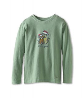 Life is good Kids Unisex Toddler Crusher L/S Holiday Hug Kids Long Sleeve Pullover (Green)