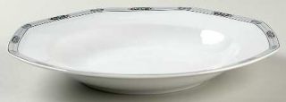 Christopher Stuart Lyric Large Rim Soup Bowl, Fine China Dinnerware   Gray Borde