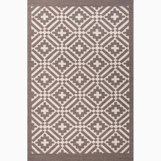 Hand made Gray/ Ivory Wool Easy Care Rug (8x10)