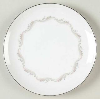 Style House Leilani Bread & Butter Plate, Fine China Dinnerware   Pink&Gray Scro