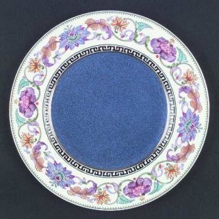 Wedgwood W188 Dinner Plate, Fine China Dinnerware   Floral Border, Greek Key, Bl
