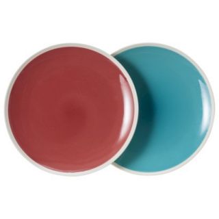 Threshold Crackled Glaze Ceramic Salad Plates Set of 4   Nautical Blue and Red