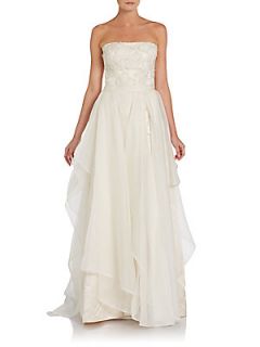 Great Luck Sequined Silk Organza Gown   Ivory