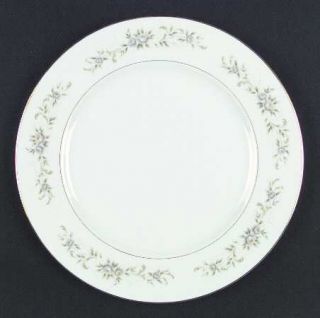 Fine China of Japan Grace Dinner Plate, Fine China Dinnerware   Gray/Yellow Rose