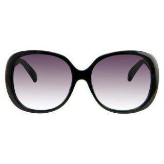 Womens Oversize Square Sunglasses with Metal Temple Detail   Black