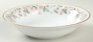 Noritake 5415 Coupe Soup Bowl, Fine China Dinnerware   Peach Flowers, Green & Gr