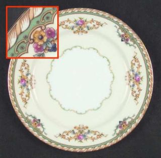 Noritake Acalon Salad Plate, Fine China Dinnerware   Older, Green Edge, Floral,