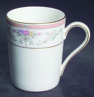 Christopher Stuart Spring Crest Mug, Fine China Dinnerware   Pink Band,Floral Sp