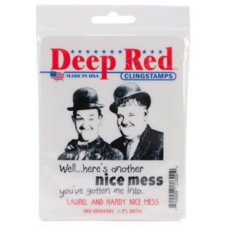Deep Red Cling Stamp 3 X3 : Laurel and Hardy : Nice Mess