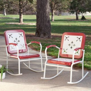 Hayneedle Pair of Coral Coast Paradise Cove Retro Metal Rocking Chairs   CWR333