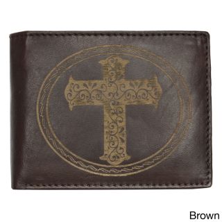 Yl Fashion Mens Cross embossed Leather Wallet Bi fold Wallet (Leather Entry: Fold over closure Bi fold/tri fold: Bi fold Lining: Fabric Dimensions: 110 mm long x 86 mm wide x 18 mm deep Pockets/Slots/I.D. Window: Divided billfold, six (6) credit card slot