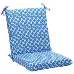 Pillow Perfect Blue/ White Geometric Squared Outdoor Cushion (Blue/white geometricMaterials: 100 percent polyesterFill: 100 percent virgin polyester fiber fillClosure: Sewn seamWeather resistant: YesUV protection: YesCare instructions: Spot cleanDimension
